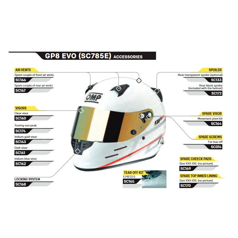 OMP Accessories for GP8 EVO Helmet