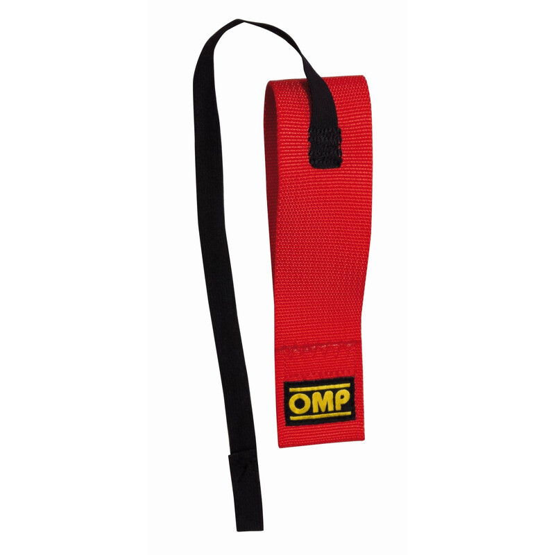 OMP Tow Hook 2" Strap Red with Elastic