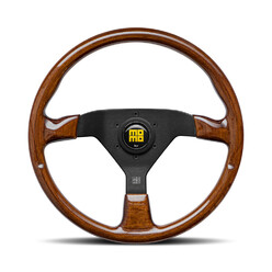Momo Montecarlo Heritage Steering Wheel (31 mm Dish), Wood, Black Spokes - 35 cm