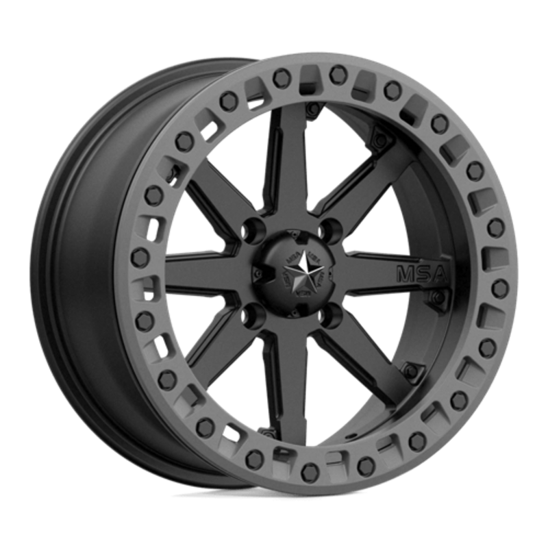 MSA Offroad Wheels M31 Lok2 Beadlock 15x7" 4x137 ET00, Satin Black, Matte Gray Ring