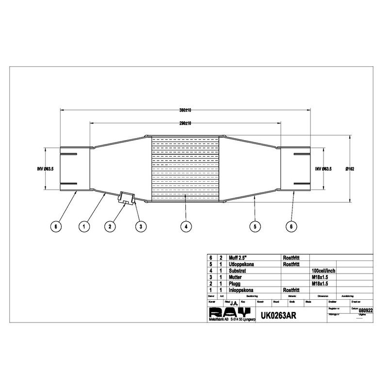 100 Cell Sleeved Catalytic Converter in Ø63.5 mm (2.5") - SBF & FIA