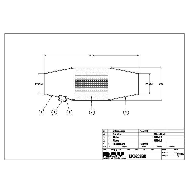 100 Cell Catalytic Converter in Ø63.5-100 mm (2.5") - SBF & FIA