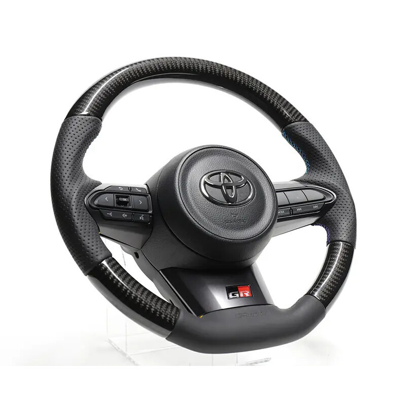 GReddy Black Carbon Steering Wheel with 3-Color Stitch for Toyota Yaris GR  GXPA16 | In Stock, DriftShop.com