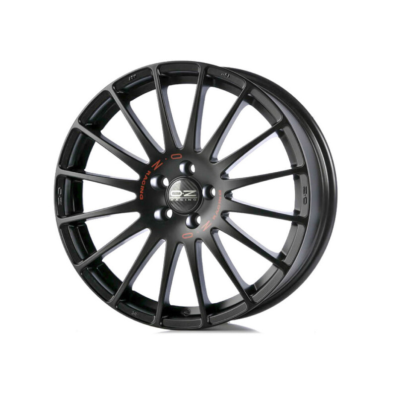 OZ Superturismo GT 18x7" 4x100 ET50, Matt Black Red Lettering