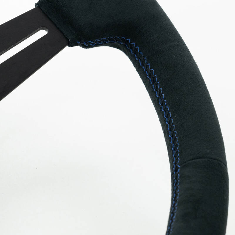 GReddy Sports "Standard Type" Steering Wheel (47 mm Dish), Black Suede, Black Spokes - 340 mm