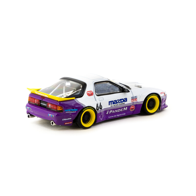 Tarmac Works 1/64 - Pandem Mazda RX-7 FC3S | White / Purple