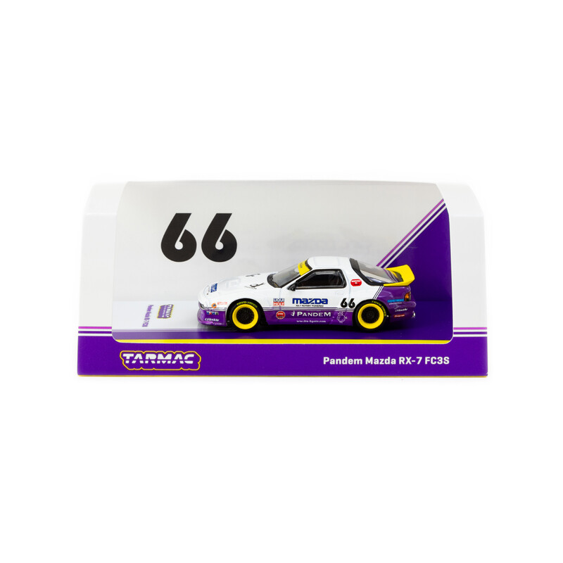 Tarmac Works 1/64 - Pandem Mazda RX-7 FC3S | White / Purple