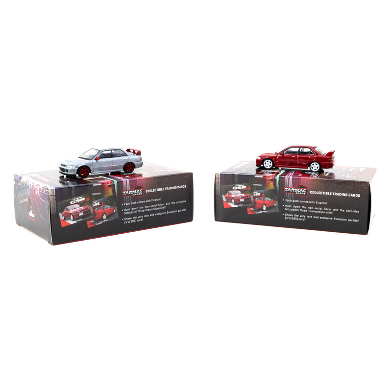 Tarmac Works 1/64 - Mitsubishi Lancer GSR Evolution II | Red + Trading Cards