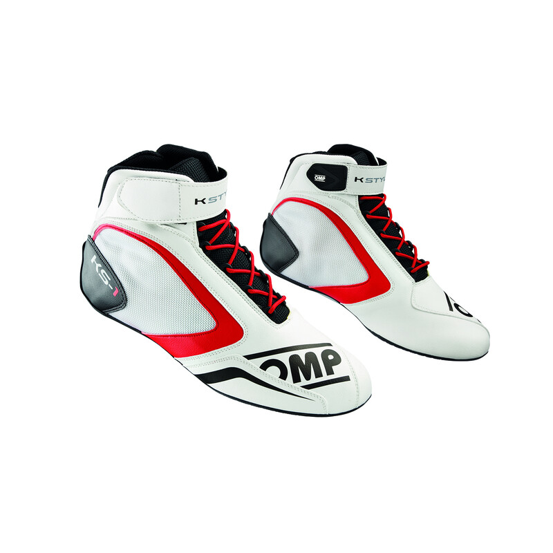 OMP KS-1 Kart Shoes, White / Black / Red