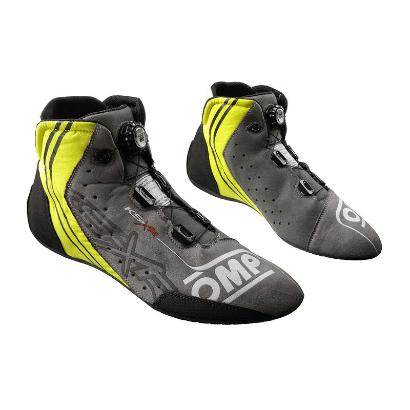 OMP KS-X Kart Shoes, Black / Grey / Fluo Yellow