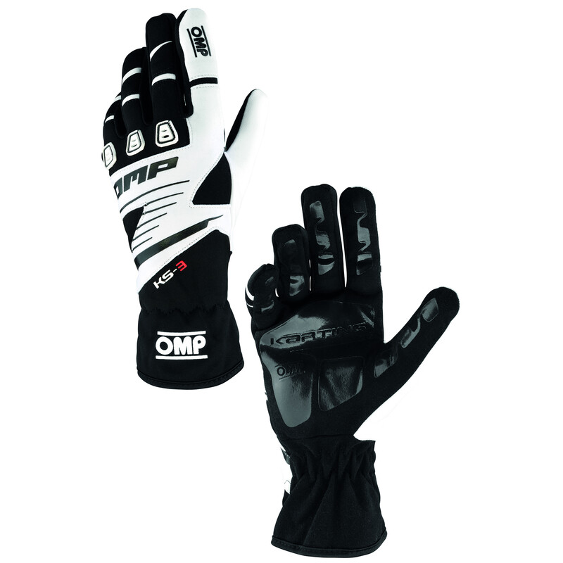 OMP KS-3 Kart Gloves, Black / White
