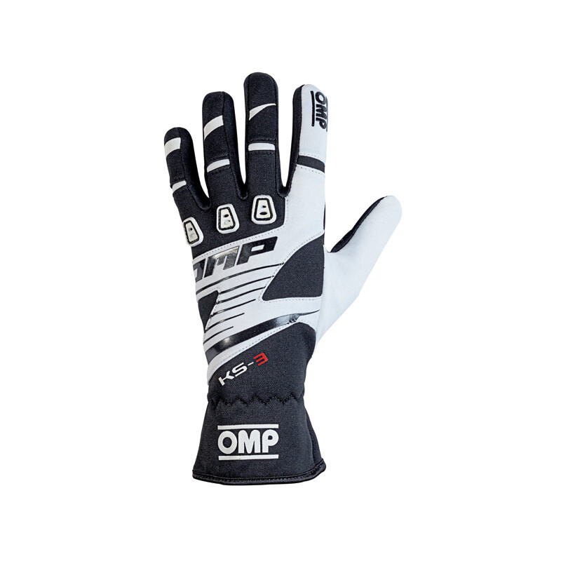 OMP KS-3 Kart Gloves, Black / White