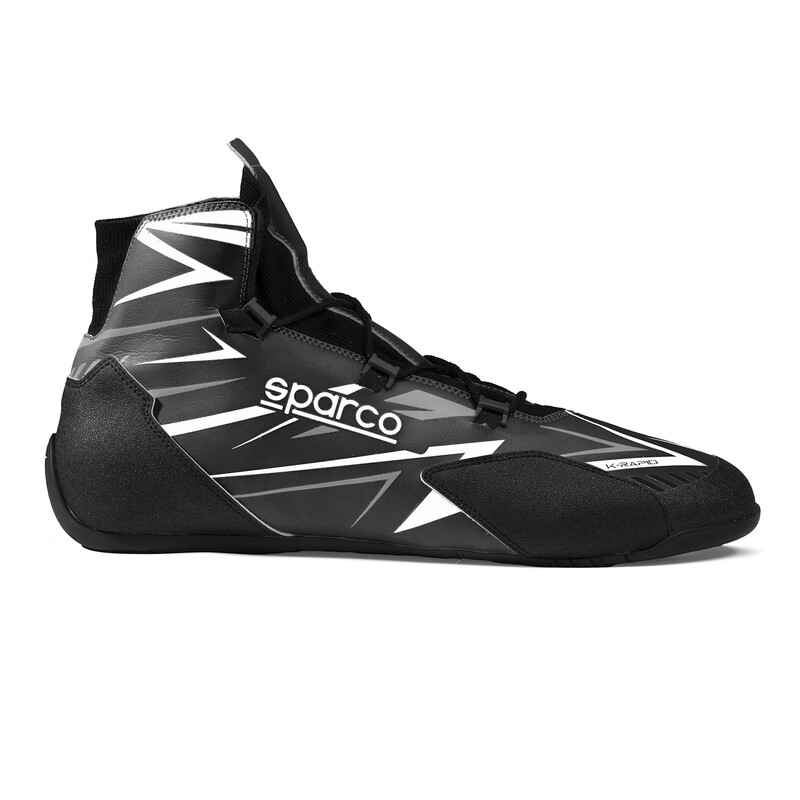 Sparco K-Rapid Laces Karting Shoes, Black & White (FIA 8877-2022)