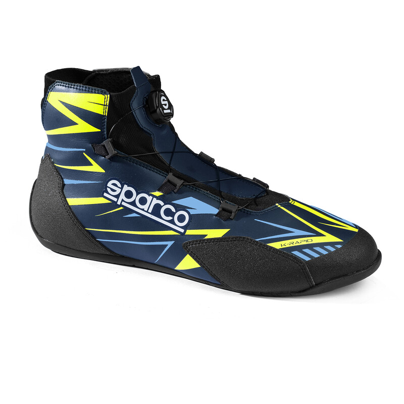 Sparco K-Rapid Rotor Karting Shoes, Blue & Yellow (FIA 8877-2022)