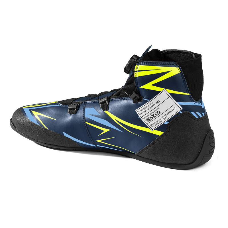 Sparco K-Rapid Rotor Karting Shoes, Blue & Yellow (FIA 8877-2022)