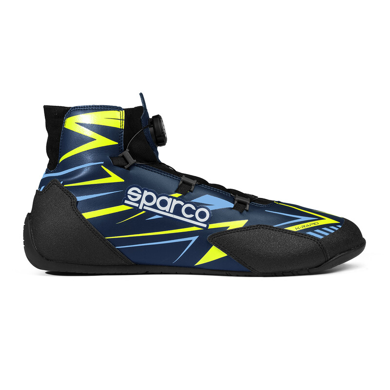 Sparco K-Rapid Rotor Karting Shoes, Blue & Yellow (FIA 8877-2022)