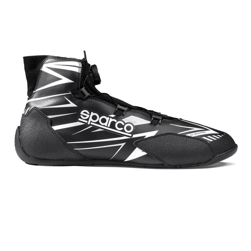 Sparco K-Rapid Rotor Kid Karting Shoes, Black & White (FIA 8877-2022)