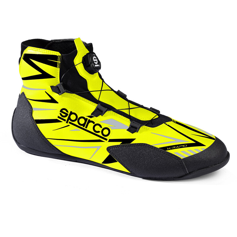 Sparco K-Rapid Rotor Karting Shoes, Yellow & Black (FIA 8877-2022)