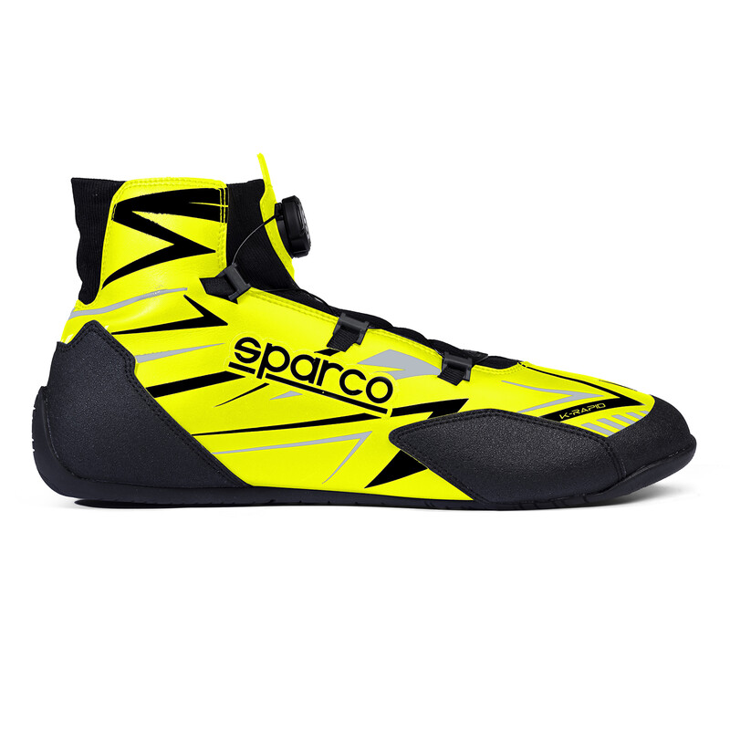 Sparco K-Rapid Rotor Karting Shoes, Yellow & Black (FIA 8877-2022)