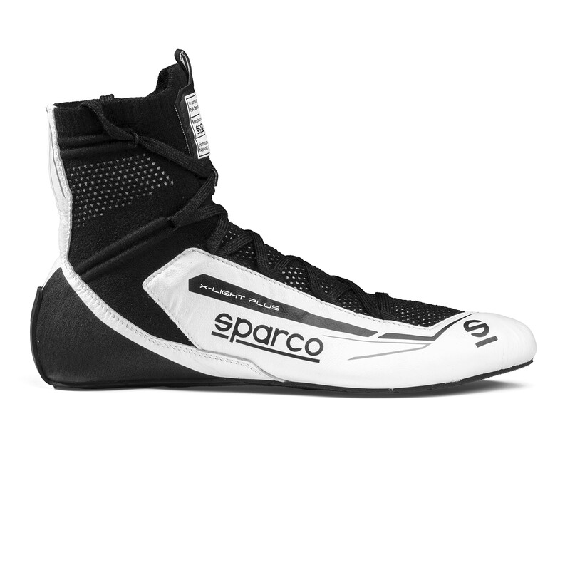 Sparco X-Light Plus Racing Shoes, White & Black (FIA)