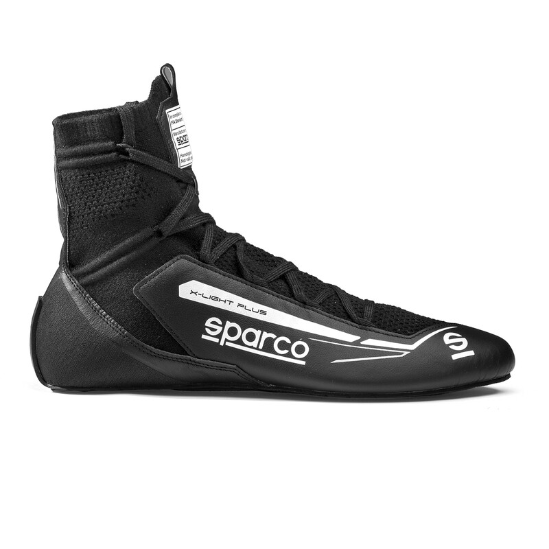 Sparco X-Light Plus Racing Shoes, Black & White (FIA)