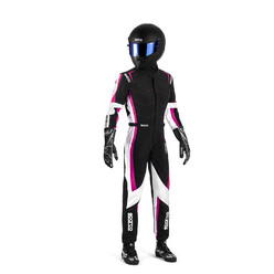 Sparco Kerb Advanced Kid Girl Karting Suit, Black & Fuchsia (CIK-FIA KC.017.24-0)