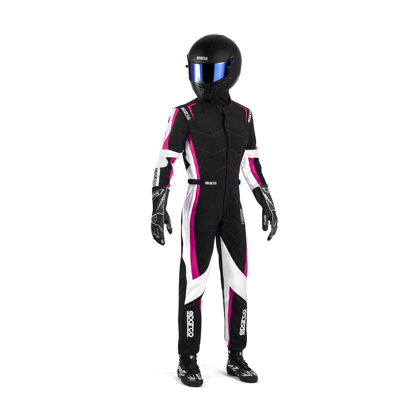 Sparco Kerb Advanced Kid Girl Karting Suit, Black & Fuchsia (CIK-FIA KC.017.24-0)