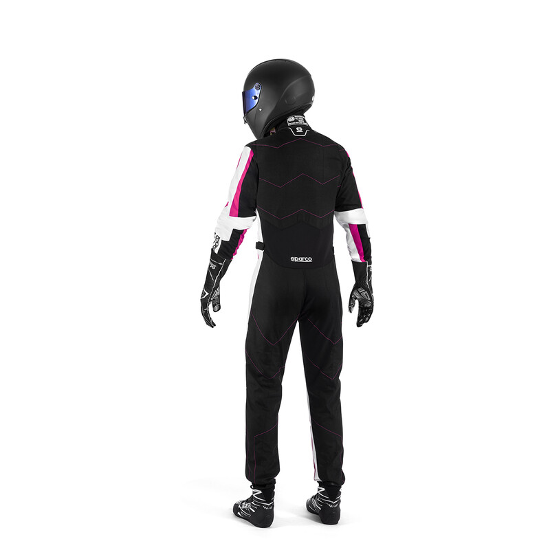 Sparco Kerb Advanced Kid Girl Karting Suit, Black & Fuchsia (CIK-FIA KC.017.24-0)
