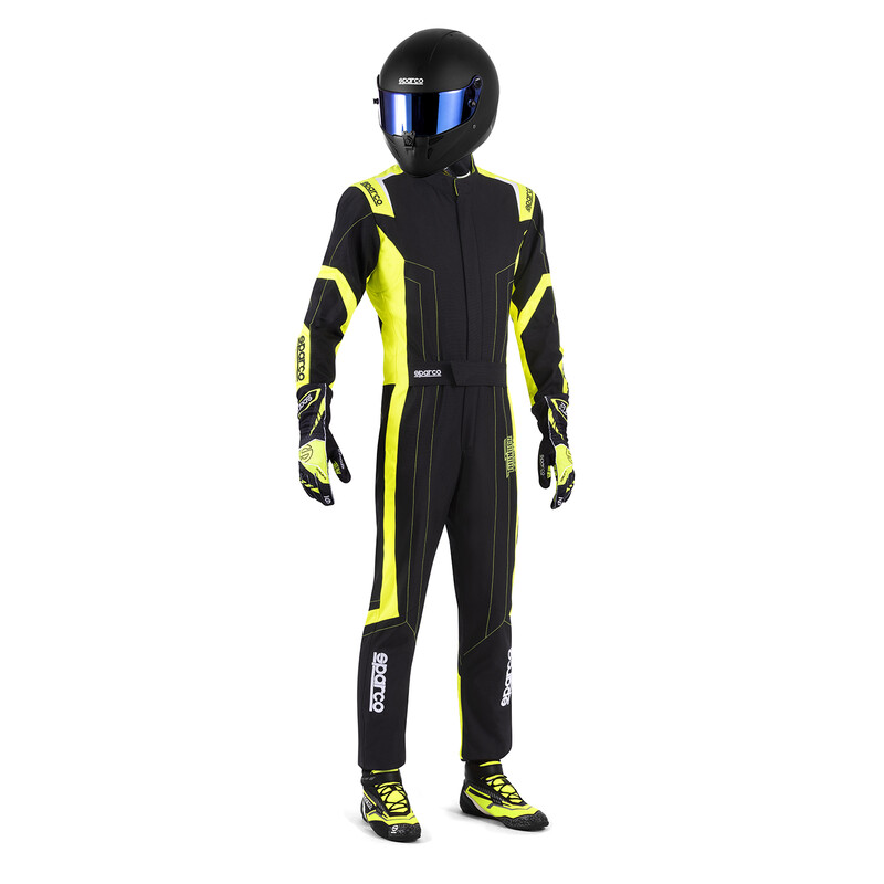 Sparco Thunder Advanced Kid Karting Suit, Black & Yellow (CIK-FIA KC.017.24-0)