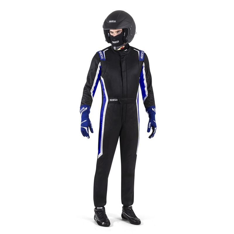 Sparco Sprint Racing Suit, Black & Blue (FIA 8856-2018)