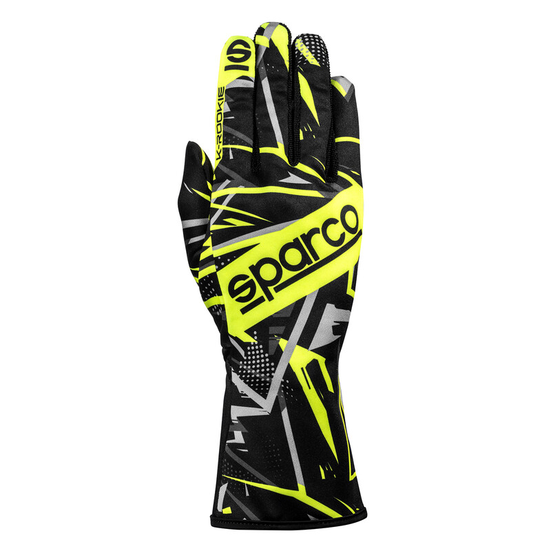 Sparco K-Rookie Karting Gloves, Black & Yellow