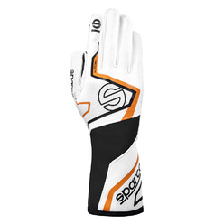 Sparco K-Tide+ Karting Gloves, White & Orange (FIA)