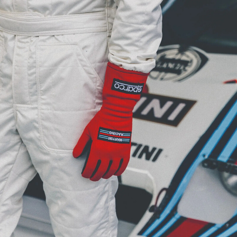 Sparco Land Classic Martini Racing Gloves, Red (FIA)