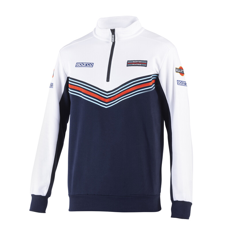 Sparco Martini Racing Half Zip Sweatshirt, Blue & White