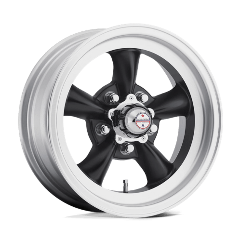 American Racing Vintage VN105 Torq Thrust D 15x8.5" 5x120.65 ET-25, Satin Black, Machined Lip
