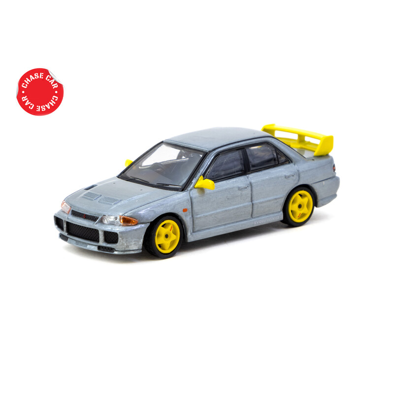 Tarmac Works 1/64 - Mitsubishi Lancer GSR Evolution III | Yellow + Trading Cards
