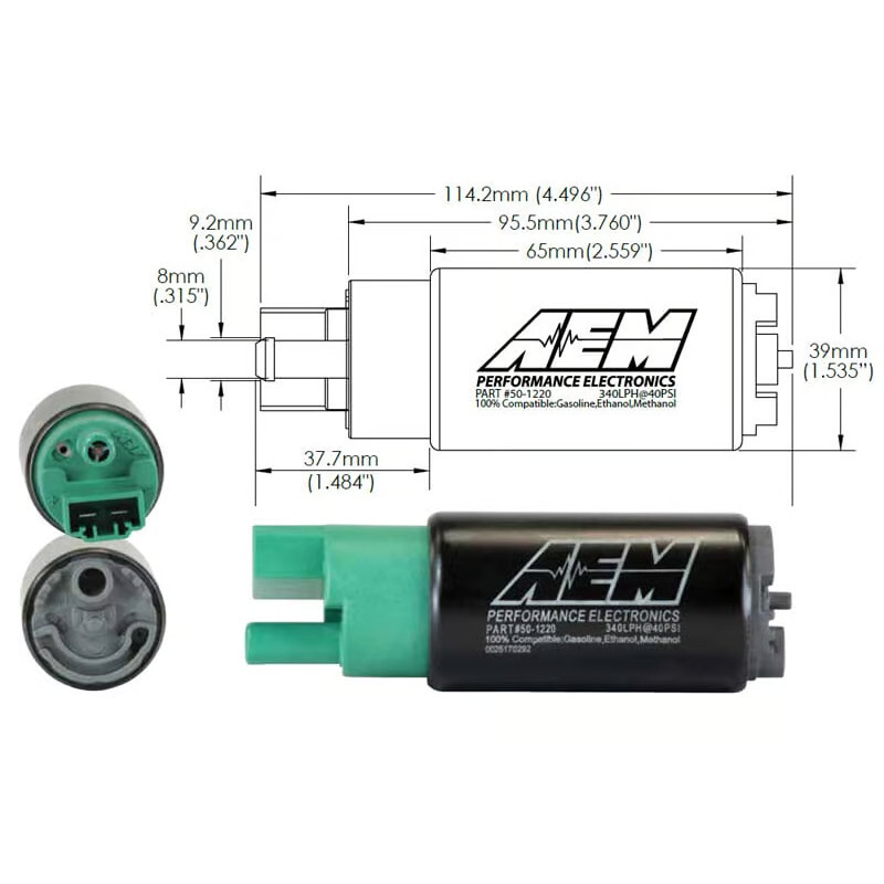 AEM Universal 340 Lph Compact Fuel Pump - E85