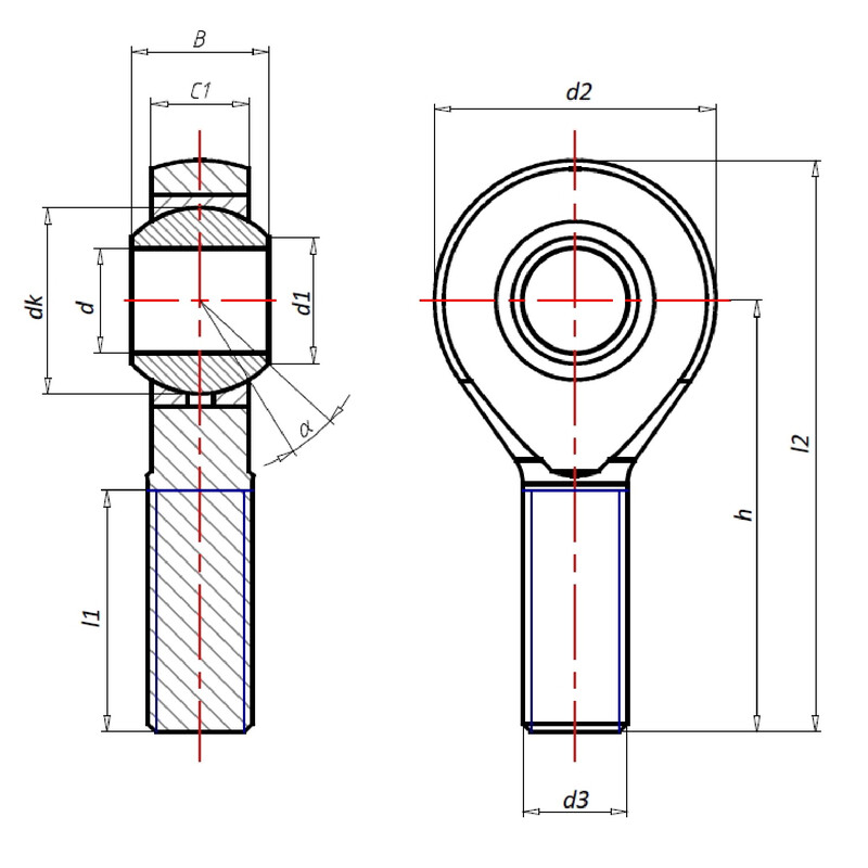 Askubal Motorsport 452 Series Rod Ends, Male, Fine Thread, Reduced Bore