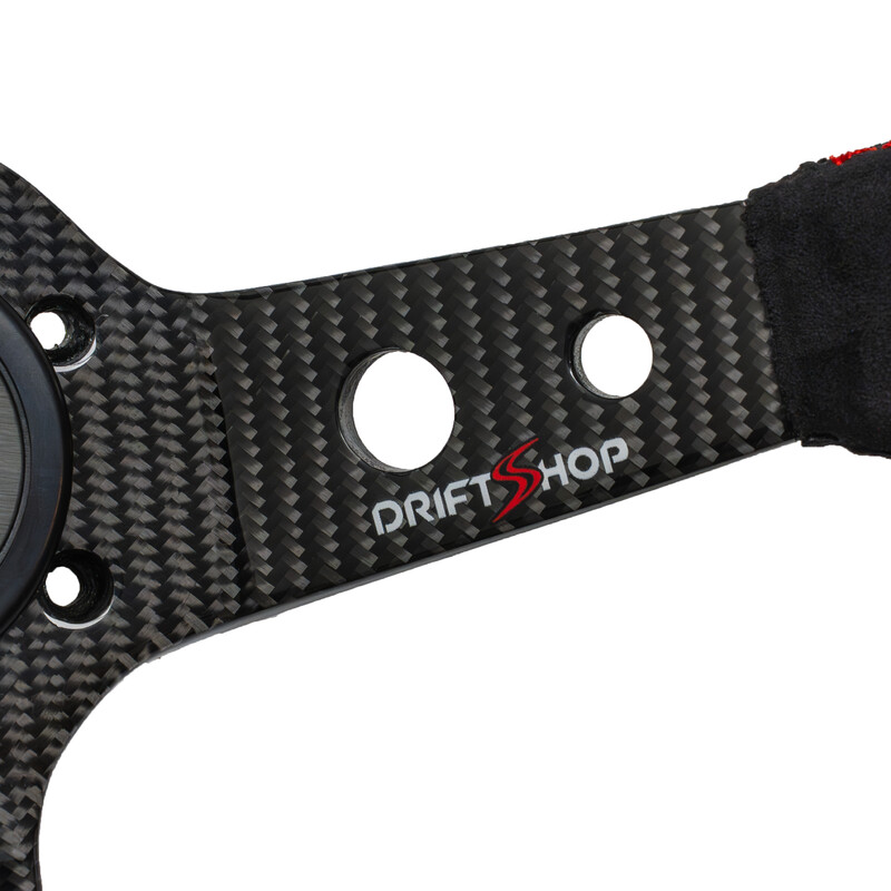 DriftShop Premium Steering Wheel (90 mm Dish), Alcantara, Carbon Spokes