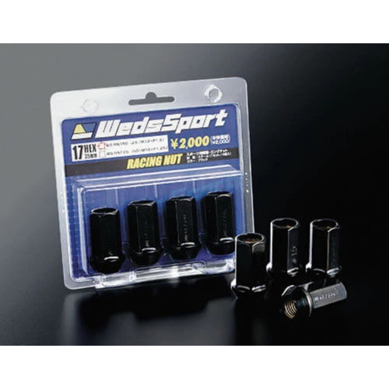 WedsSport M12x1.25 Steel Black Wheel Nuts (Set of 4)