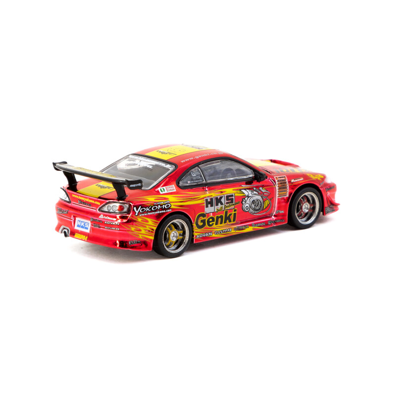 Tarmac Works 1/64 - Nissan Silvia S15 HKS Hiper Silvia RS-2, Red Chrome
