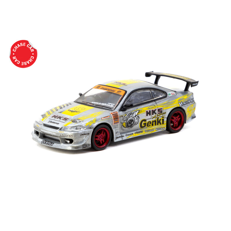 Tarmac Works 1/64 - Nissan Silvia S15 HKS Hiper Silvia RS-2, Red Chrome