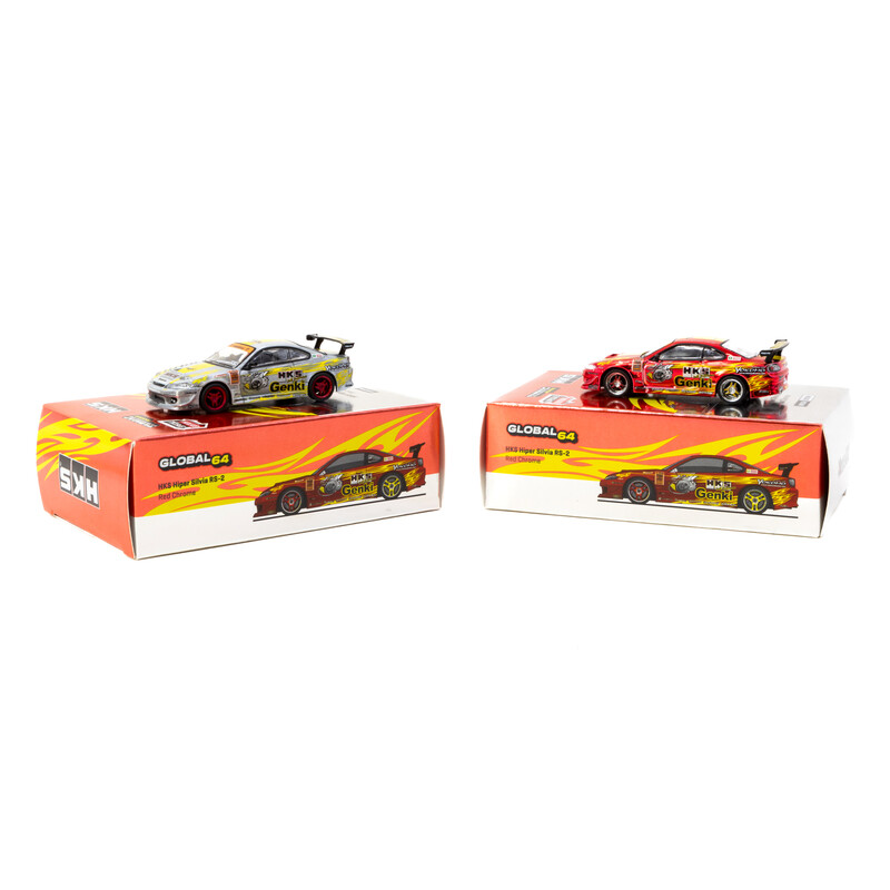 Tarmac Works 1/64 - Nissan Silvia S15 HKS Hiper Silvia RS-2, Red Chrome