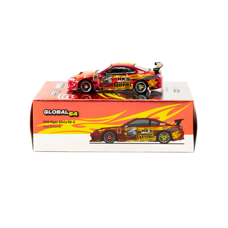 Tarmac Works 1/64 - Nissan Silvia S15 HKS Hiper Silvia RS-2, Red Chrome