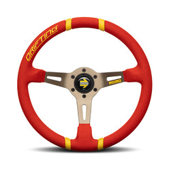 Momo Drifting Steering Wheel (90 mm Dish), Red Microfiber, Anthracite Spokes - 35 cm