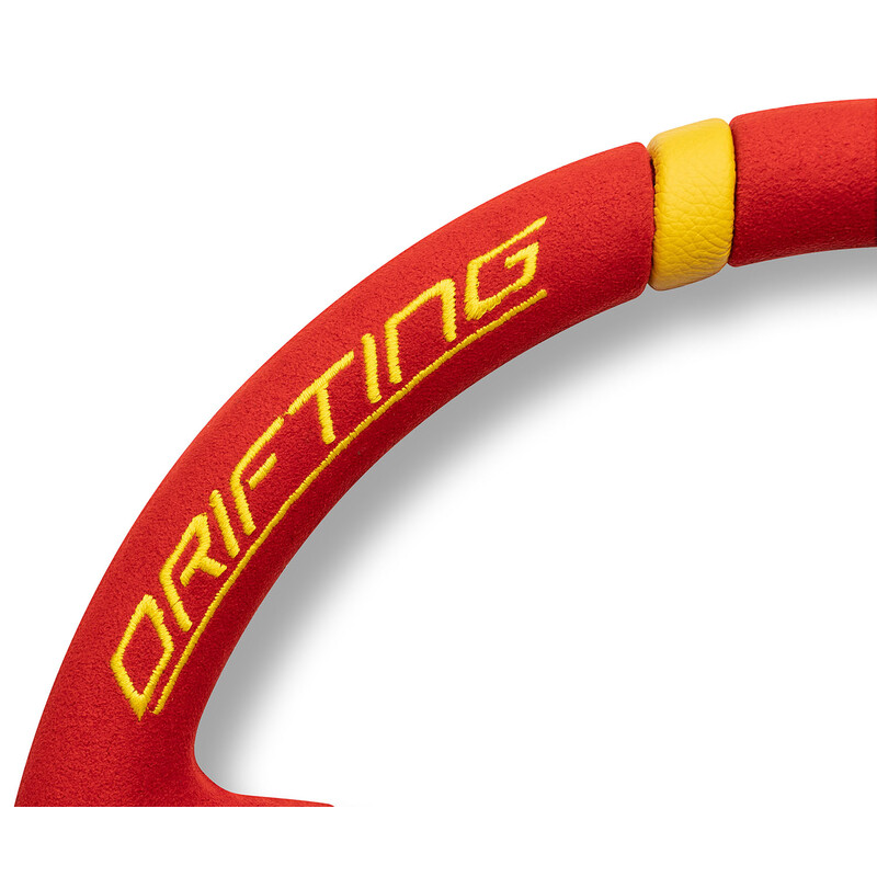 Momo Drifting Steering Wheel (90 mm Dish), Red Microfiber, Anthracite Spokes - 35 cm