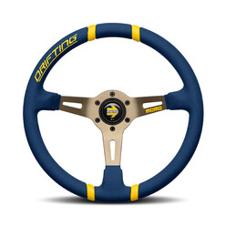 Momo Drifting Steering Wheel (90 mm Dish), Blue Microfiber, Anthracite Spokes - 35 cm