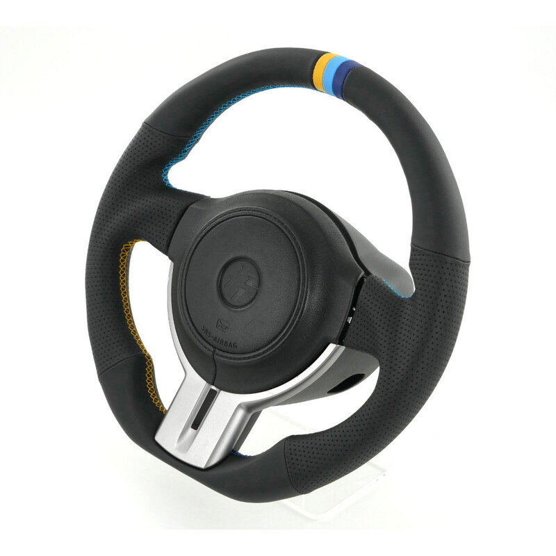 GReddy Black Leather Steering Wheel with 3-Color Stripe for Toyota GT86 (12-16)