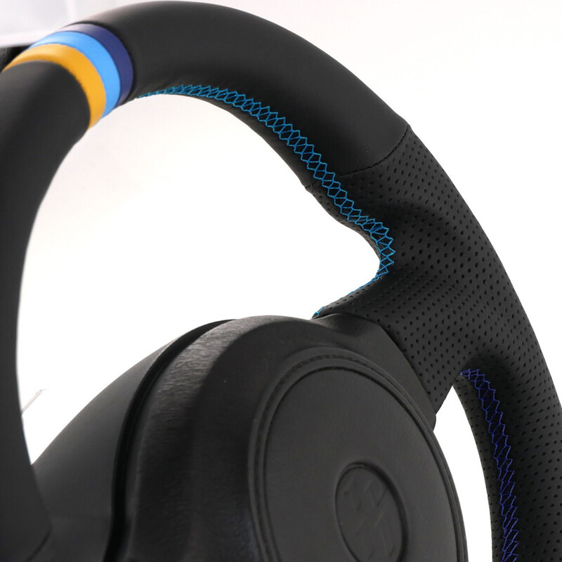 GReddy Black Leather Steering Wheel with 3-Color Stripe for Toyota GT86 (12-16)