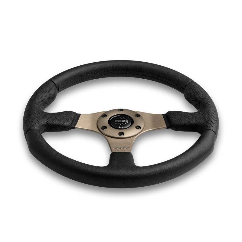 Momo Race 2.0 Steering Wheel (40 mm Dish), Black Leather, Anthracite Spokes - 32 cm